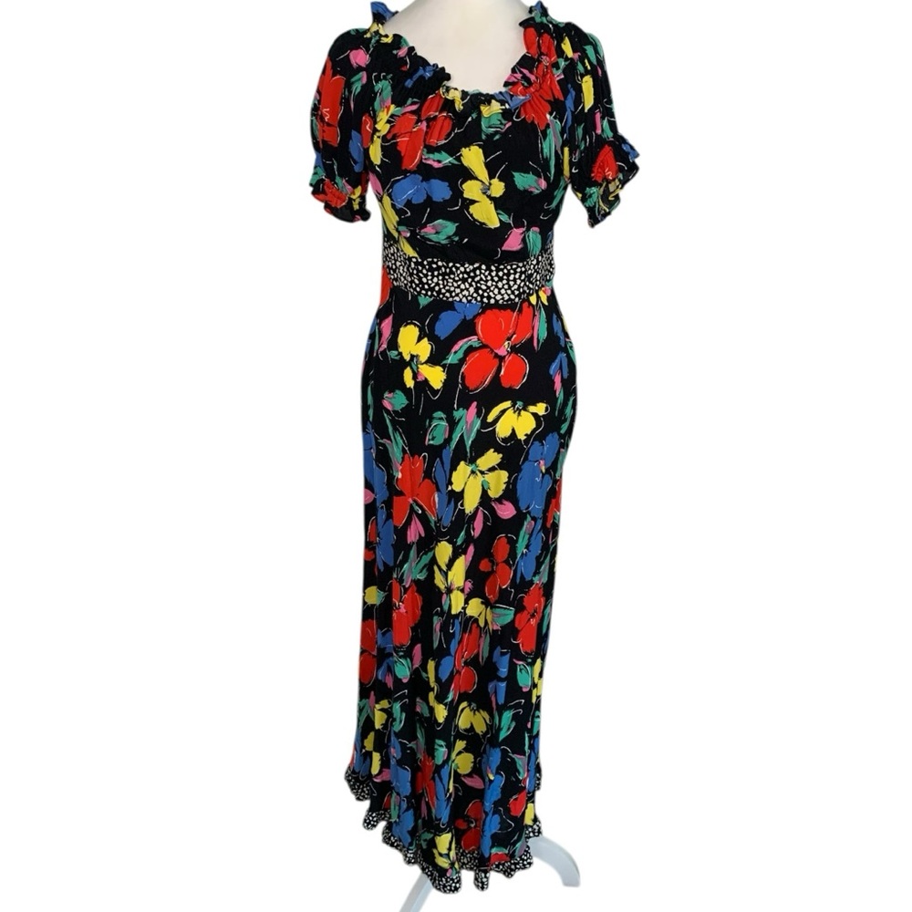 NWT Rixo x Target Size 8 Colorful Floral Polka Dot Off Shoulder Maxi Dress